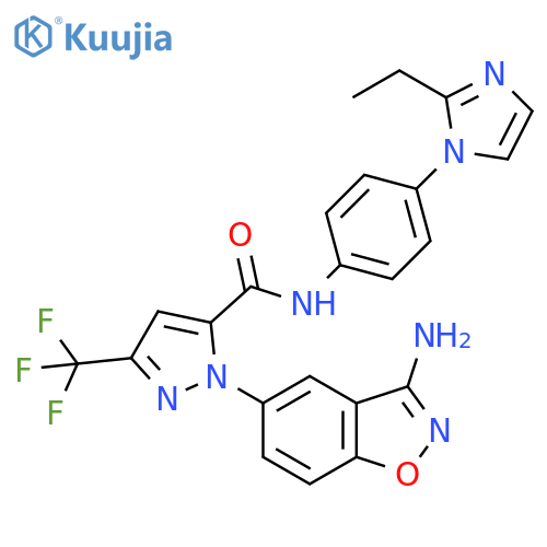 1H-Pyrazole-5-carboxamide,1-(3-amino-1,2-benzisoxazol-5-yl)-N-[4-(2-ethyl-1H-imidazol-1-yl)phenyl]-3-(trifluoromethyl)- structure