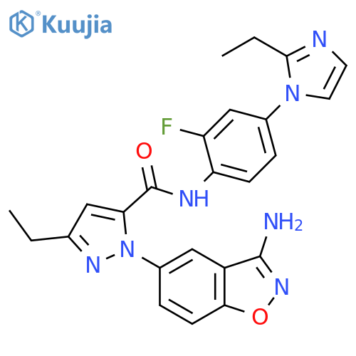 1H-Pyrazole-5-carboxamide,1-(3-amino-1,2-benzisoxazol-5-yl)-3-ethyl-N-[4-(2-ethyl-1H-imidazol-1-yl)-2-fluorophenyl]- structure
