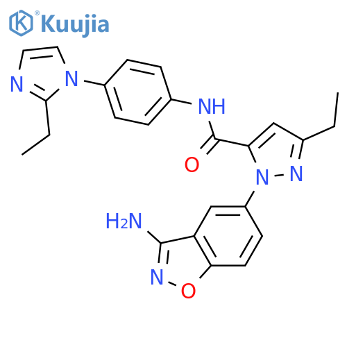 1H-Pyrazole-5-carboxamide,1-(3-amino-1,2-benzisoxazol-5-yl)-3-ethyl-N-[4-(2-ethyl-1H-imidazol-1-yl)phenyl]- structure