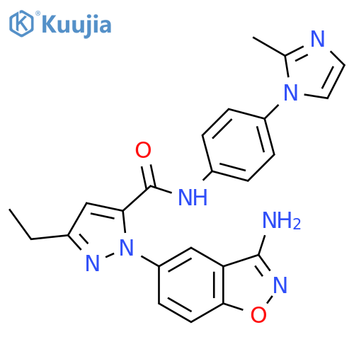 1H-Pyrazole-5-carboxamide,1-(3-amino-1,2-benzisoxazol-5-yl)-3-ethyl-N-[4-(2-methyl-1H-imidazol-1-yl)phenyl]- structure