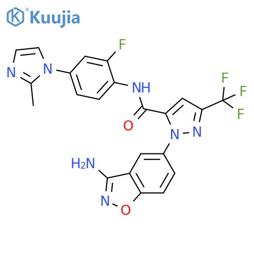 1H-Pyrazole-5-carboxamide,1-(3-amino-1,2-benzisoxazol-5-yl)-N-[2-fluoro-4-(2-methyl-1H-imidazol-1-yl)phenyl]-3-(trifluoromethyl)- structure