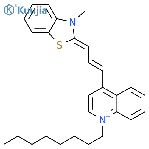 2-3-1-Octyl-4-(1H)quinolinylidene-1-propenyl-3-methylbenzothiazolium structure