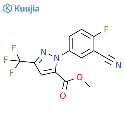 1H-Pyrazole-5-carboxylic acid,1-(3-cyano-4-fluorophenyl)-3-(trifluoromethyl)-, methyl ester structure