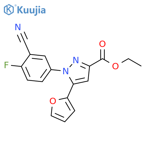 1H-Pyrazole-3-carboxylic acid,1-(3-cyano-4-fluorophenyl)-5-(2-furanyl)-, ethyl ester structure
