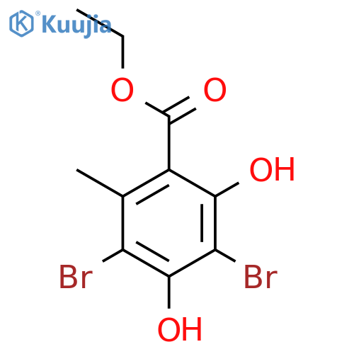 Benzoic acid,3,5-dibromo-2,4-dihydroxy-6-methyl-, ethyl ester structure