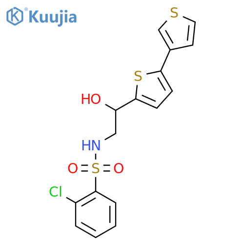 N-(2-{[2,3'-bithiophene]-5-yl}-2-hydroxyethyl)-2-chlorobenzene-1-sulfonamide structure