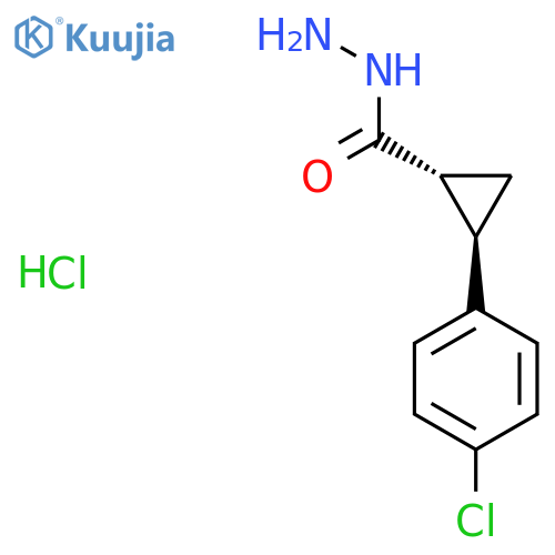 rac-(1R,2R)-2-(4-chlorophenyl)cyclopropane-1-carbohydrazide hydrochloride, trans structure
