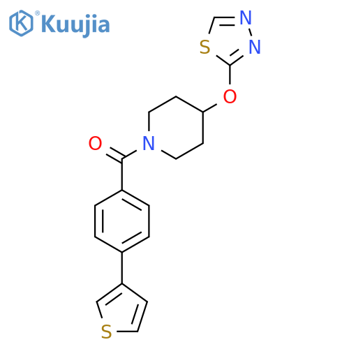 4-(1,3,4-thiadiazol-2-yloxy)-1-4-(thiophen-3-yl)benzoylpiperidine structure
