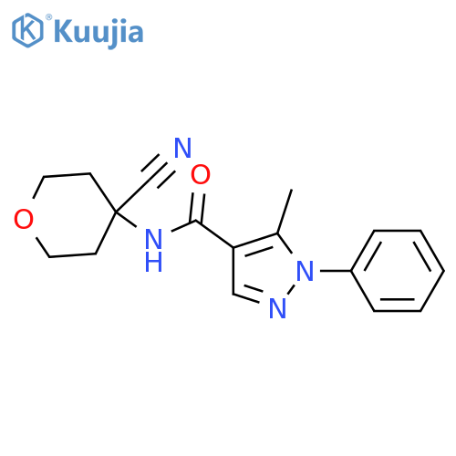 N-(4-Cyanooxan-4-yl)-5-methyl-1-phenylpyrazole-4-carboxamide structure