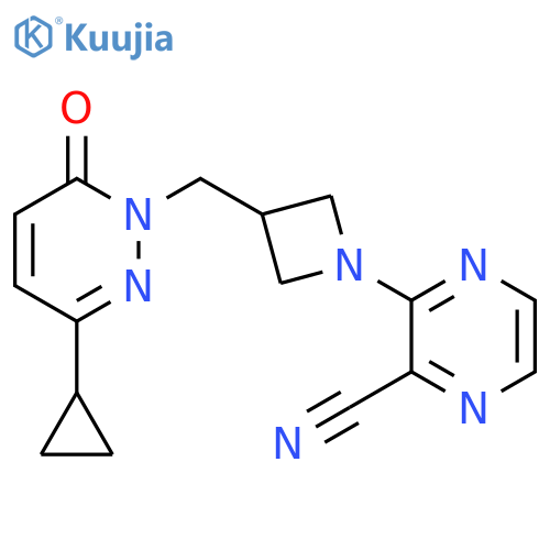 3-{3-(3-cyclopropyl-6-oxo-1,6-dihydropyridazin-1-yl)methylazetidin-1-yl}pyrazine-2-carbonitrile structure