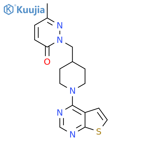 6-Methyl-2-[(1-{thieno[2,3-d]pyrimidin-4-yl}piperidin-4-yl)methyl]-2,3-dihydropyridazin-3-one structure