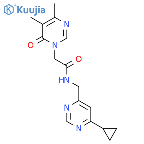 N-[(6-cyclopropylpyrimidin-4-yl)methyl]-2-(4,5-dimethyl-6-oxo-1,6-dihydropyrimidin-1-yl)acetamide structure