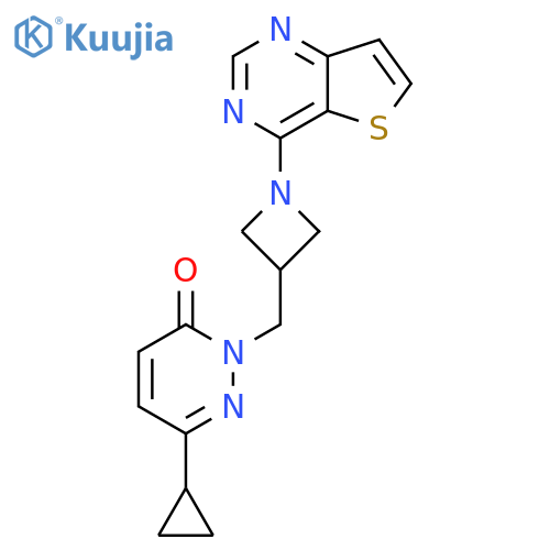 6-cyclopropyl-2-(1-{thieno3,2-dpyrimidin-4-yl}azetidin-3-yl)methyl-2,3-dihydropyridazin-3-one structure