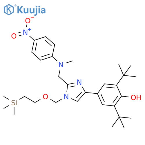 Phenol,2,6-bis(1,1-dimethylethyl)-4-[2-[[methyl(4-nitrophenyl)amino]methyl]-1-[[2-(trimethylsilyl)ethoxy]methyl]-1H-imidazol-4-yl]- structure