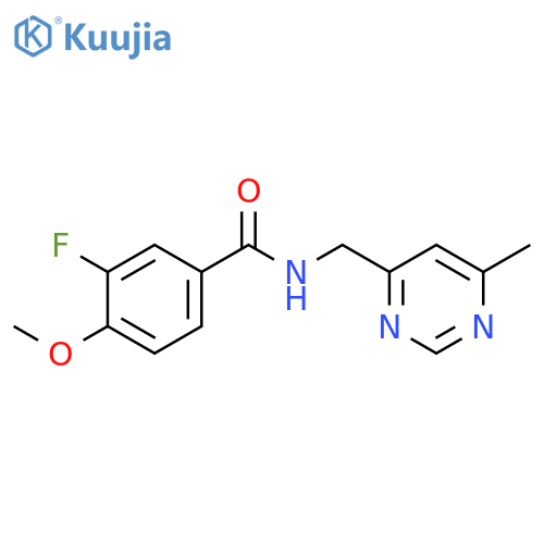 3-fluoro-4-methoxy-N-[(6-methylpyrimidin-4-yl)methyl]benzamide structure