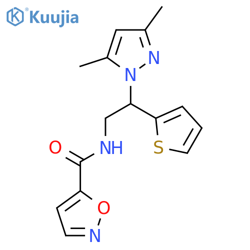 N-[2-(3,5-dimethyl-1H-pyrazol-1-yl)-2-(thiophen-2-yl)ethyl]-1,2-oxazole-5-carboxamide structure