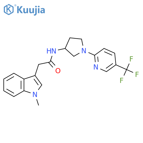 2-(1-methyl-1H-indol-3-yl)-N-{1-5-(trifluoromethyl)pyridin-2-ylpyrrolidin-3-yl}acetamide structure