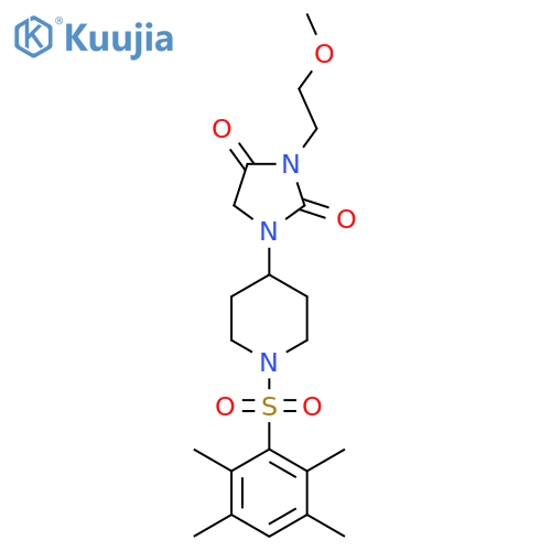3-(2-methoxyethyl)-1-[1-(2,3,5,6-tetramethylbenzenesulfonyl)piperidin-4-yl]imidazolidine-2,4-dione structure