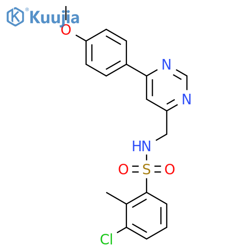 3-chloro-N-{6-(4-methoxyphenyl)pyrimidin-4-ylmethyl}-2-methylbenzene-1-sulfonamide structure