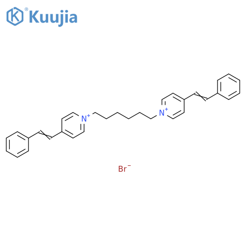 Pyridinium, 1,1'-(1,6-hexanediyl)bis[4-(2-phenylethenyl)-, dibromide structure