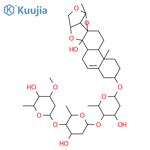 Hirundigenin; 3-O-[α-L-Cymaropyranosyl-(1→4)-β-D-digitoxopyranosyl-(1→4)-β-D-canaropyranoside] structure
