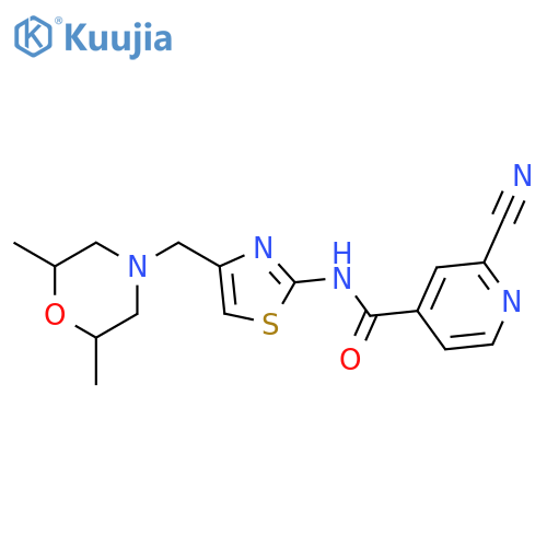 2-Cyano-N-[4-[(2,6-dimethyl-4-morpholinyl)methyl]-2-thiazolyl]-4-pyridinecarboxamide structure