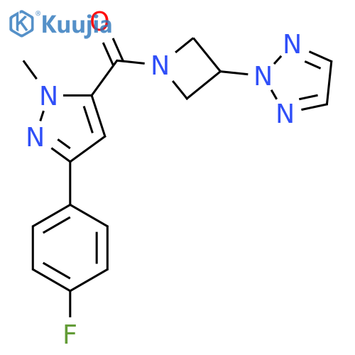 2-{1-[3-(4-fluorophenyl)-1-methyl-1H-pyrazole-5-carbonyl]azetidin-3-yl}-2H-1,2,3-triazole structure