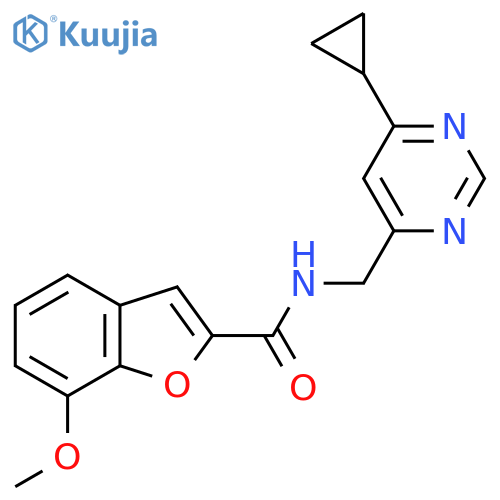 N-[(6-cyclopropylpyrimidin-4-yl)methyl]-7-methoxy-1-benzofuran-2-carboxamide structure