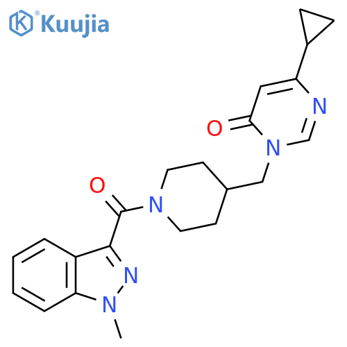 6-cyclopropyl-3-{1-(1-methyl-1H-indazole-3-carbonyl)piperidin-4-ylmethyl}-3,4-dihydropyrimidin-4-one structure