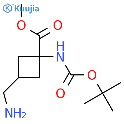methyl 3-(aminomethyl)-1-{(tert-butoxy)carbonylamino}cyclobutane-1-carboxylate structure