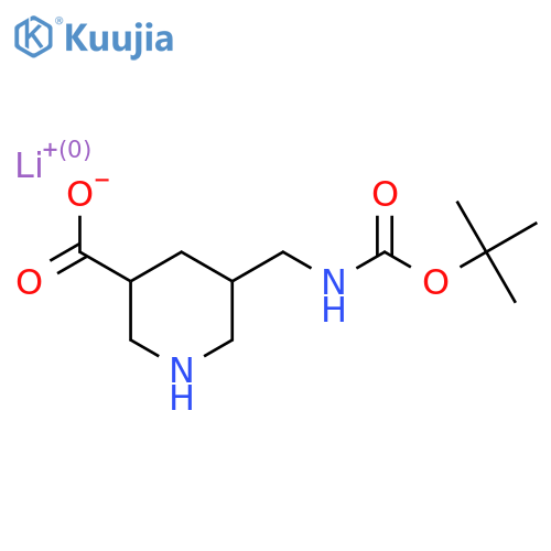 lithium(1+) ion 5-({(tert-butoxy)carbonylamino}methyl)piperidine-3-carboxylate structure
