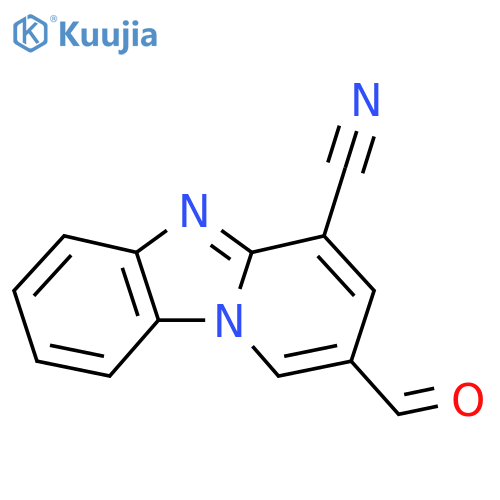 12-formyl-1,8-diazatricyclo7.4.0.0,2,7trideca-2,4,6,8,10,12-hexaene-10-carbonitrile structure