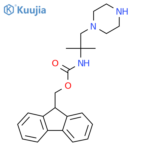 (9H-fluoren-9-yl)methyl N-2-methyl-1-(piperazin-1-yl)propan-2-ylcarbamate structure