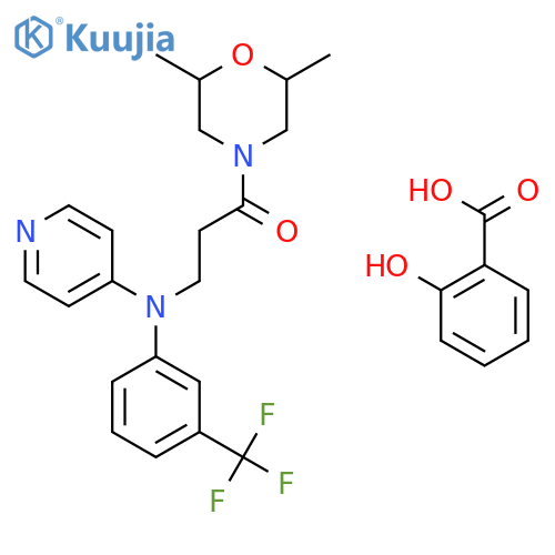 2-hydroxybenzoic acid - 1-(2,6-dimethylmorpholin-4-yl)-3-{pyridin-4-yl[3-(trifluoromethyl)phenyl]amino}propan-1-one (1:1) structure