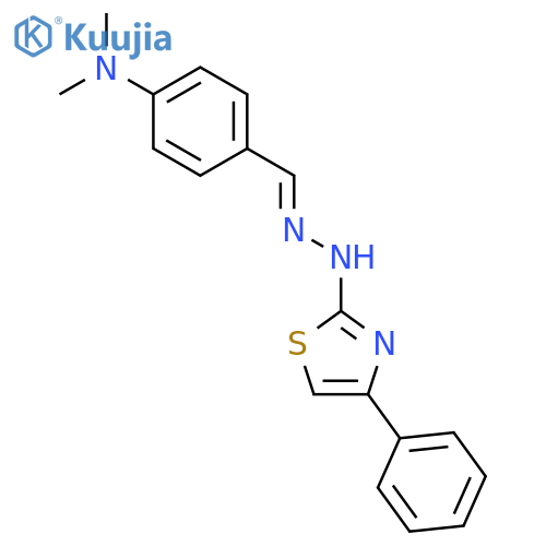 N,N-dimethyl-4-[(1E)-[2-(4-phenyl-1,3-thiazol-2-yl)hydrazin-1-ylidene]methyl]aniline structure