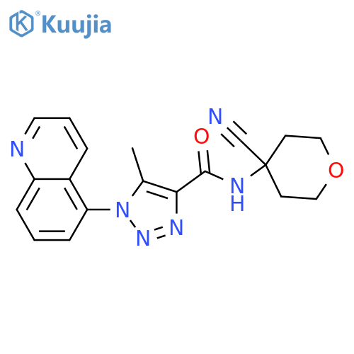 N-(4-Cyanotetrahydro-2H-pyran-4-yl)-5-methyl-1-(5-quinolinyl)-1H-1,2,3-triazole-4-carboxamide structure