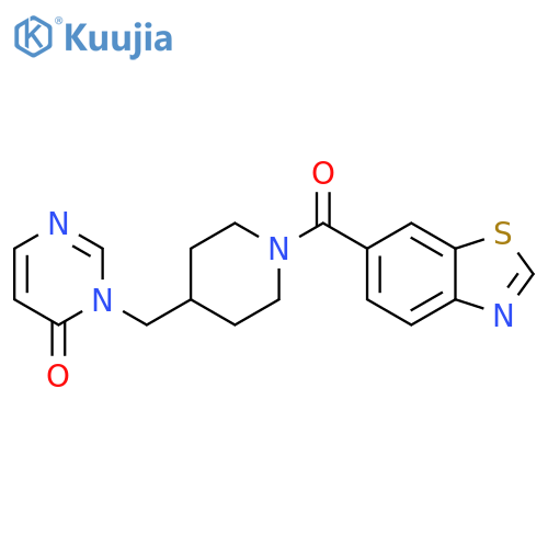 3-{1-(1,3-benzothiazole-6-carbonyl)piperidin-4-ylmethyl}-3,4-dihydropyrimidin-4-one structure