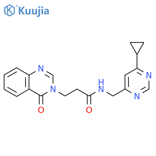 N-[(6-cyclopropylpyrimidin-4-yl)methyl]-3-(4-oxo-3,4-dihydroquinazolin-3-yl)propanamide structure