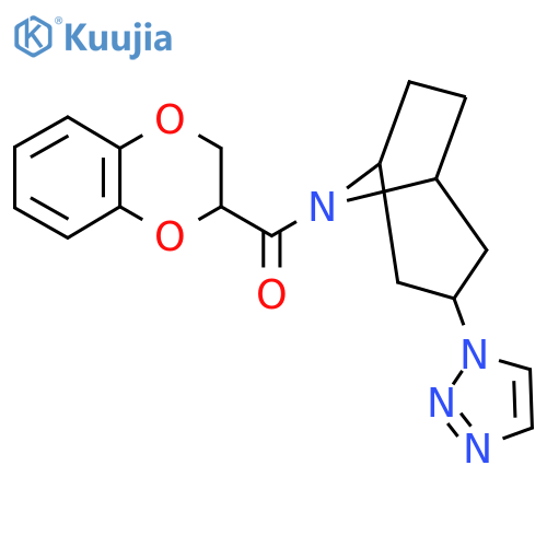 8-(2,3-dihydro-1,4-benzodioxine-2-carbonyl)-3-(1H-1,2,3-triazol-1-yl)-8-azabicyclo[3.2.1]octane structure