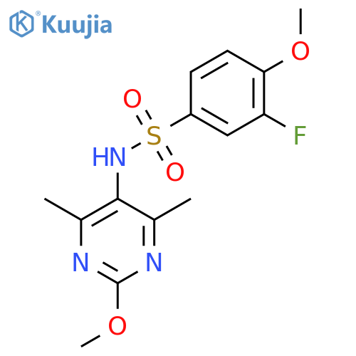 3-fluoro-4-methoxy-N-(2-methoxy-4,6-dimethylpyrimidin-5-yl)benzene-1-sulfonamide structure