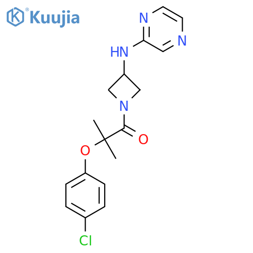 2-(4-chlorophenoxy)-2-methyl-1-{3-[(pyrazin-2-yl)amino]azetidin-1-yl}propan-1-one structure