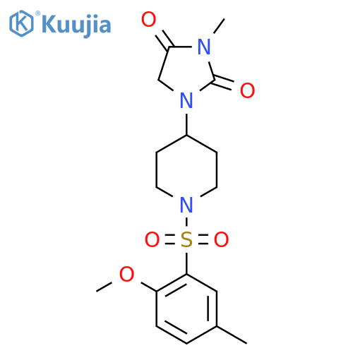 1-[1-(2-methoxy-5-methylbenzenesulfonyl)piperidin-4-yl]-3-methylimidazolidine-2,4-dione structure