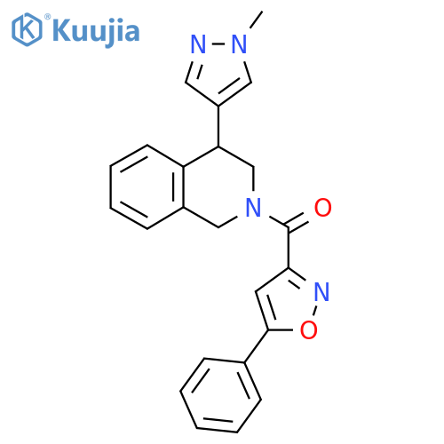 4-(1-methyl-1H-pyrazol-4-yl)-2-(5-phenyl-1,2-oxazole-3-carbonyl)-1,2,3,4-tetrahydroisoquinoline structure