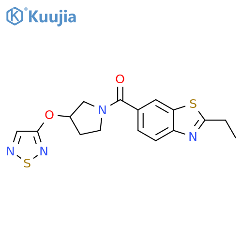 2-ethyl-6-[3-(1,2,5-thiadiazol-3-yloxy)pyrrolidine-1-carbonyl]-1,3-benzothiazole structure