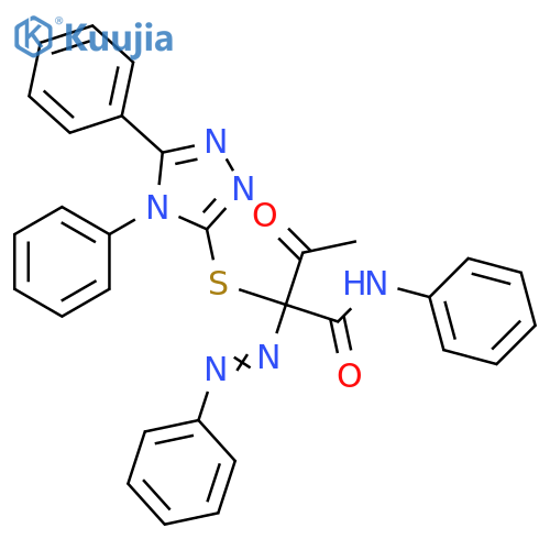 Butanamide,2-[(4,5-diphenyl-4H-1,2,4-triazol-3-yl)thio]-3-oxo-N-phenyl-2-(phenylazo)- structure