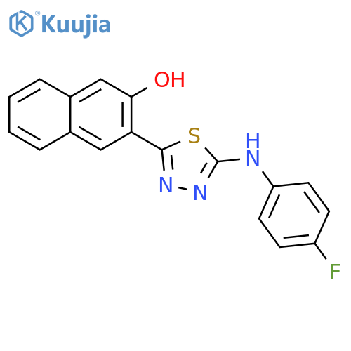 2-Naphthalenol, 3-[5-[(4-fluorophenyl)amino]-1,3,4-thiadiazol-2-yl]- structure