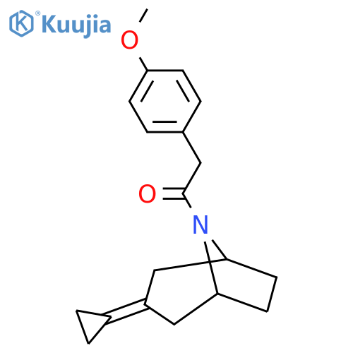 1-{3-Cyclopropylidene-8-azabicyclo[3.2.1]octan-8-yl}-2-(4-methoxyphenyl)ethan-1-one structure