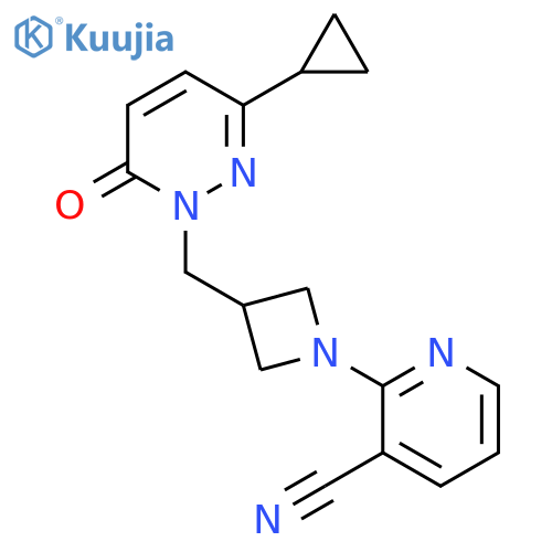 2-{3-(3-cyclopropyl-6-oxo-1,6-dihydropyridazin-1-yl)methylazetidin-1-yl}pyridine-3-carbonitrile structure