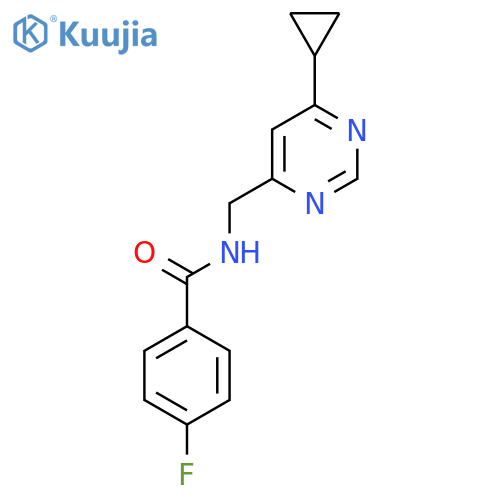 N-[(6-cyclopropylpyrimidin-4-yl)methyl]-4-fluorobenzamide structure