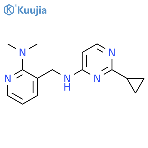 2-cyclopropyl-N-{[2-(dimethylamino)pyridin-3-yl]methyl}pyrimidin-4-amine structure